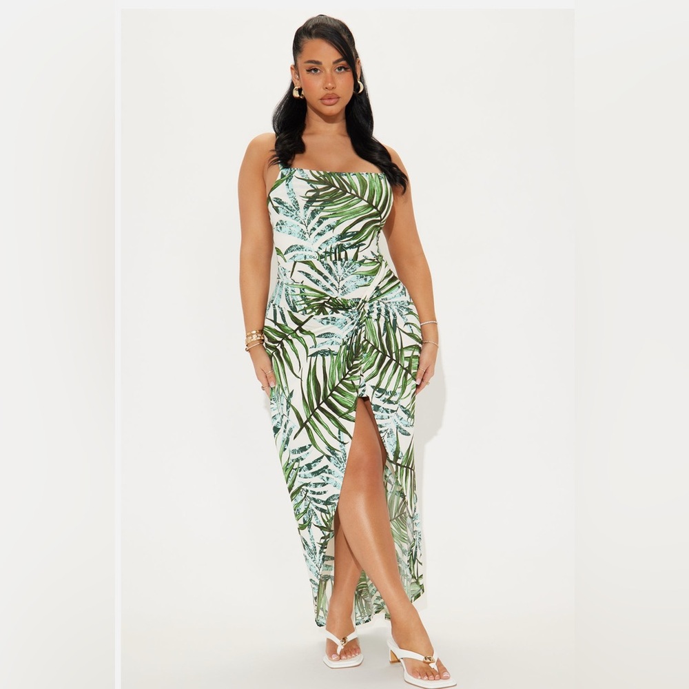 Tropical print dress